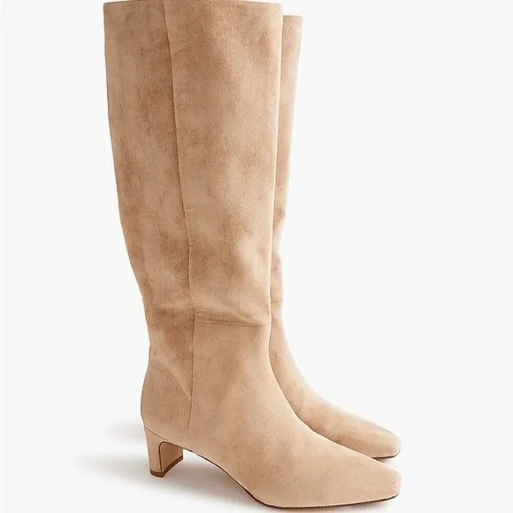 J.CREW Suele Snip Toe Tall Boots Size 7 Tan Quiet Luxury Western Chic Preppy